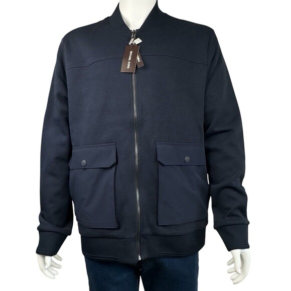 Michael Kors Mens XXL Midnight Blue Reversible Bomber Jacket Full Zip Pockets 2X - Picture 11 of 11